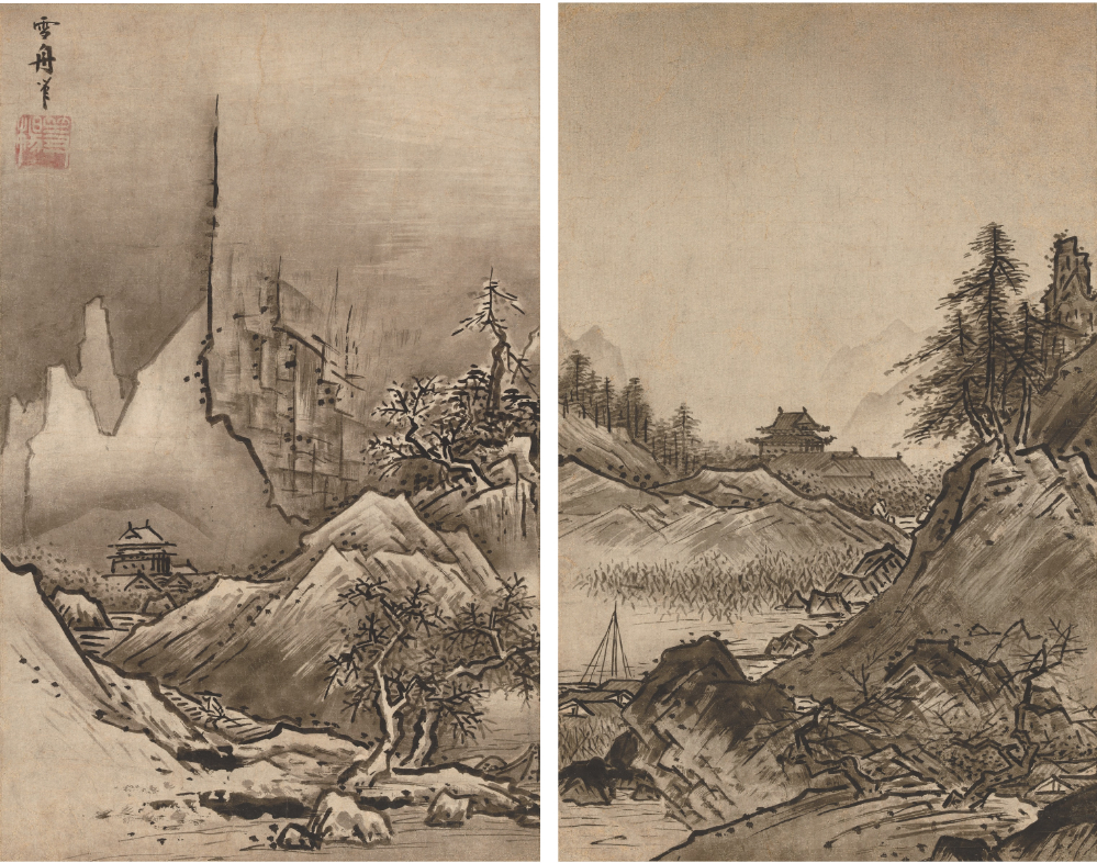 新品希少特注雪舟水墨画 国宝『天橋立図』元伊勢神社布地特注