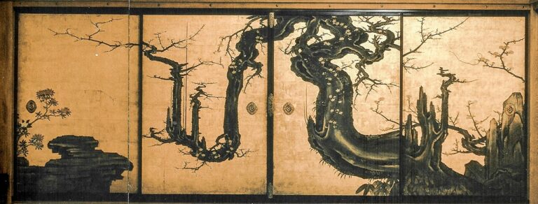 狩野山雪《老梅図》, Public domain, via Wikimedia Commons.