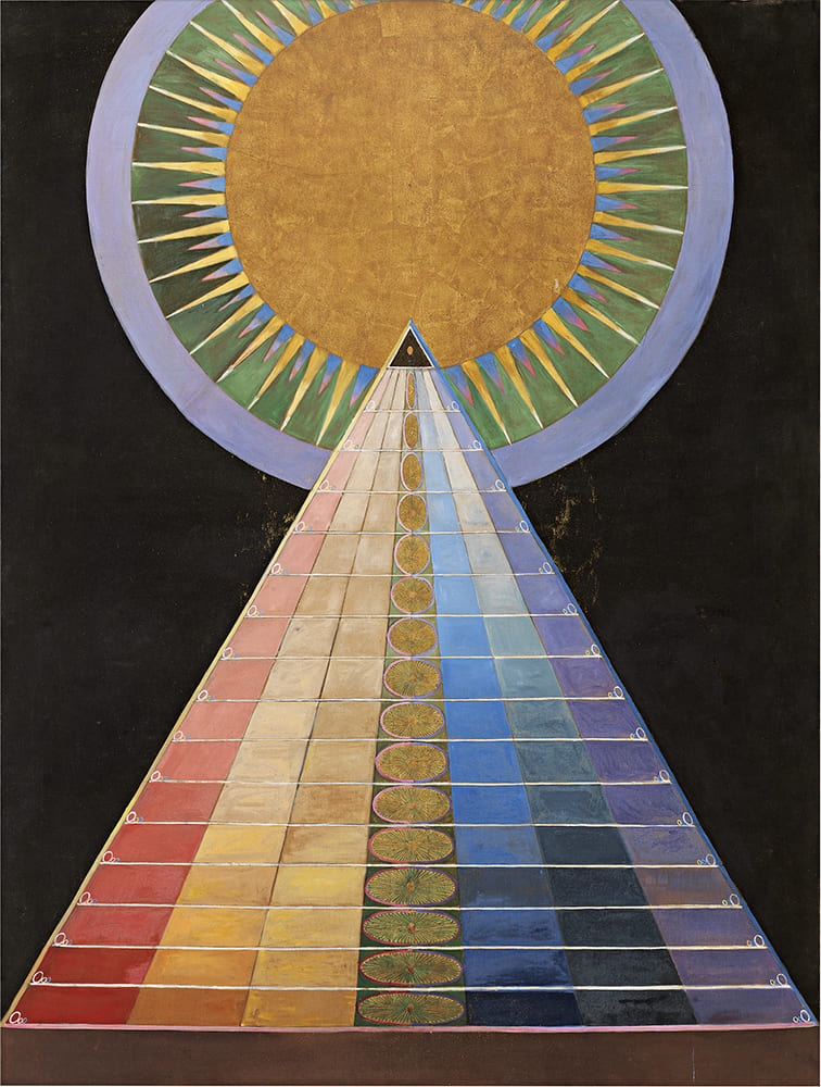 ヒルマ・アフ・クリント 《祭壇画，グループX，No. 1》 1915年　油彩、箔・キャンバス　237.5×179.5cm　ヒルマ・アフ・クリント財団　By courtesy of The Hilma af Klint Foundation
