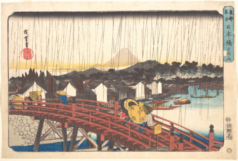 歌川広重《東都名所「日本橋の白雨」》