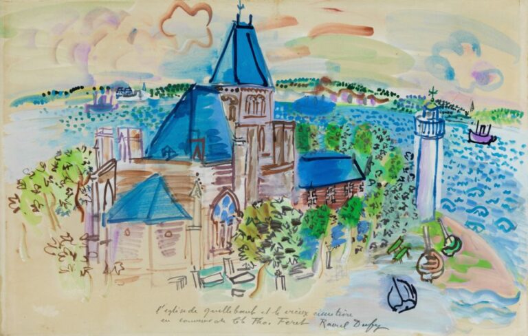 Raoul Dufy Eglise de QuillebeufPublic domain, via Wikimedia Commons.