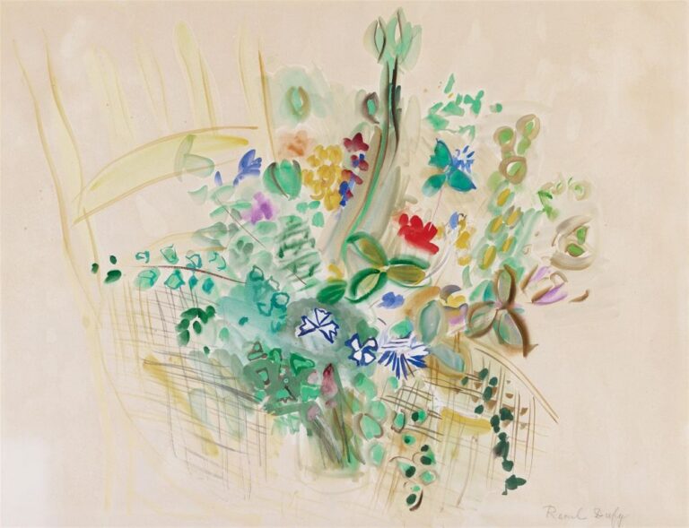 Raoul Dufy Bouquet de fleurs à la chaisePublic domain, via Wikimedia Commons.