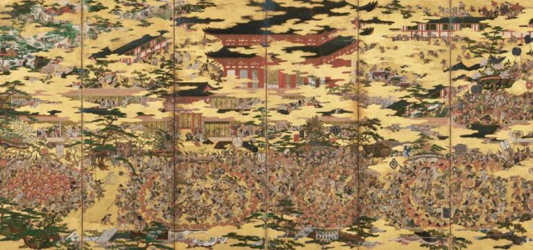 重要文化財　豊国祭礼図屛風　岩佐又兵衛筆　六曲一双の内 左隻　蜂須賀家伝来