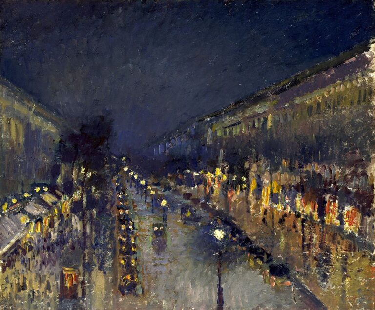 カミーユ・ピサロ《夜のモンマルトル大通り》(1897)/ナショナル・ギャラリー
