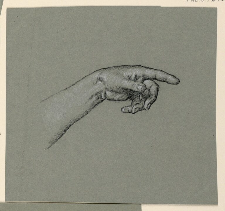 Drawing, pointing left hand and wrist, ca. 1890 (CH 18404489)