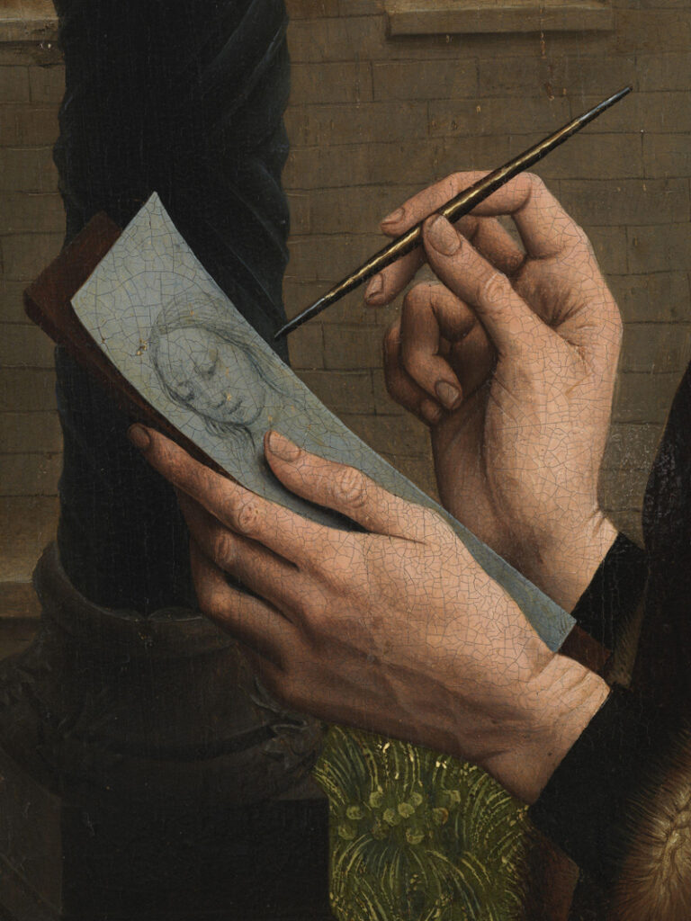 Saint Luke drawing the Virgin RvdW Detail