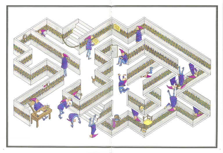 安野光雅 絵『ふしぎなえ』福音館書店（1971年）p.14, 15