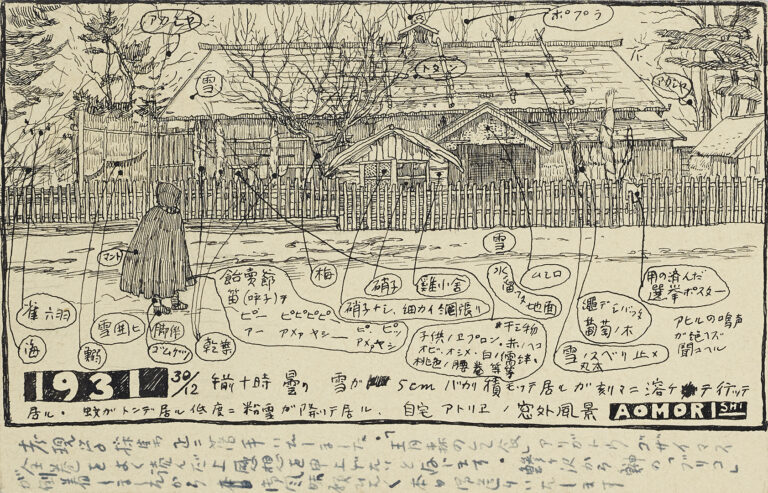 今純三 《考現学調査葉書 自宅アトリエノ窓外風景》