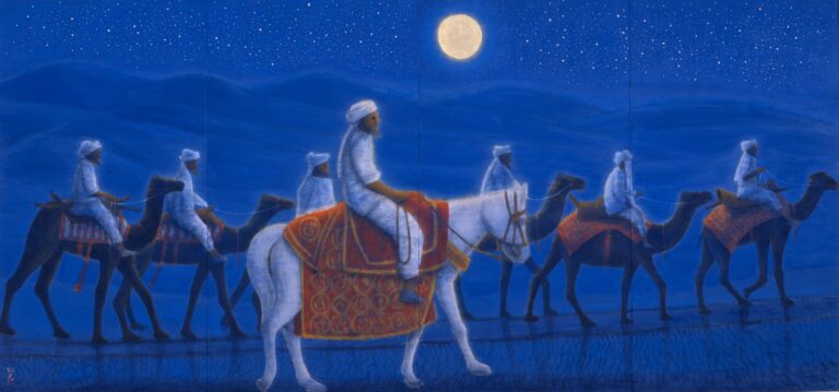 《アフガニスタンの砂漠を行く・月》171×364cm 2007年