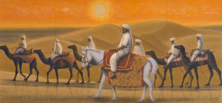 《アフガニスタンの砂漠を行く・日》171×364cm 2007年