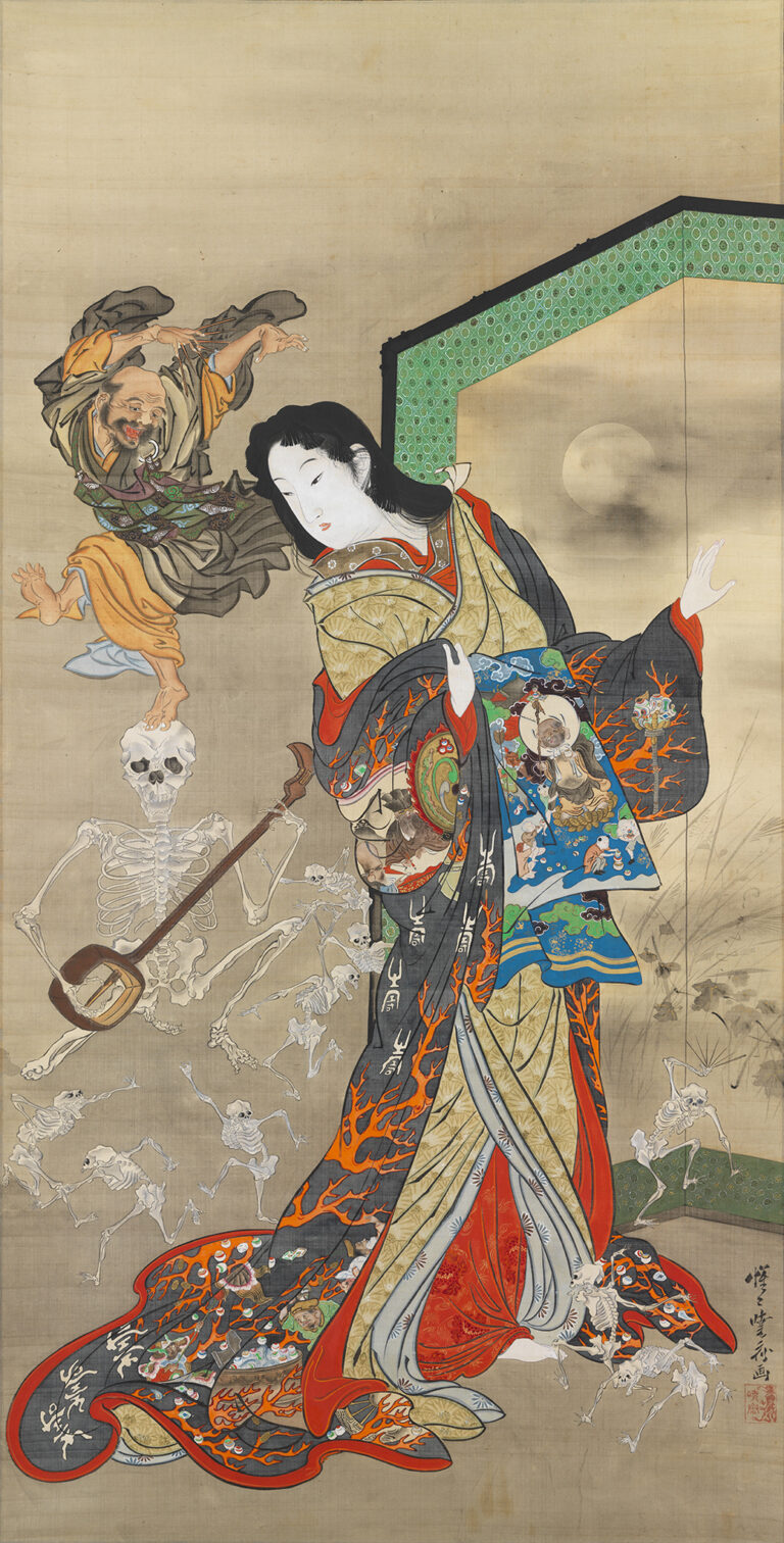 地獄太夫と一休 河鍋暁斎 一幅 明治4～22年（1871‒89）