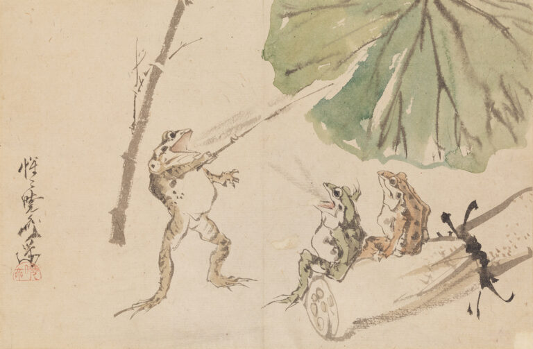 蛙の学校 河鍋暁斎 一葉 明治零年代中頃（1870年代前半）