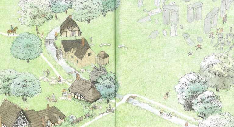 安野光雅 作『旅の絵本Ⅲ（イギリス編）』福音館書店、1981年、p.10,11