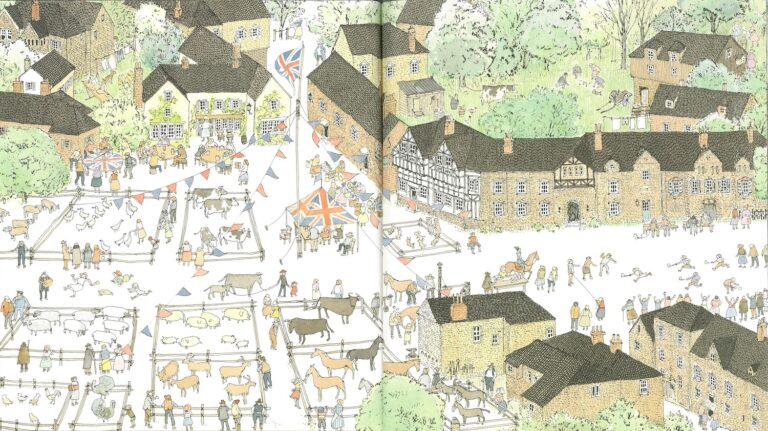 安野光雅 作『旅の絵本Ⅲ（イギリス編）』福音館書店、1981年、p.20, 21