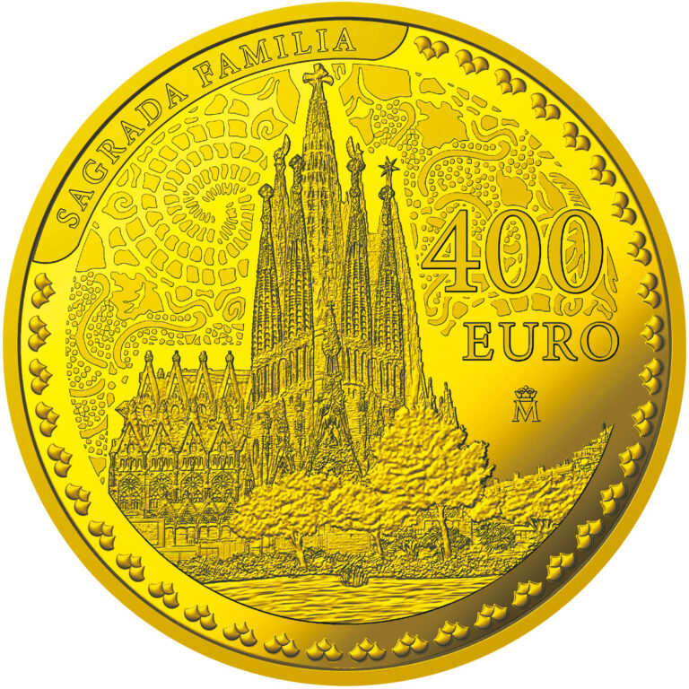 400ユーロ金貨<サグラダ・ファミリア>表面