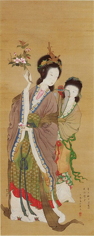 中国美術　アート　掛け軸　銭選写　『楊貴妃』 掛軸 貴妃出浴図 中国書画 肉筆保証 紙本 明代書画家 春画 春宮画 美人
