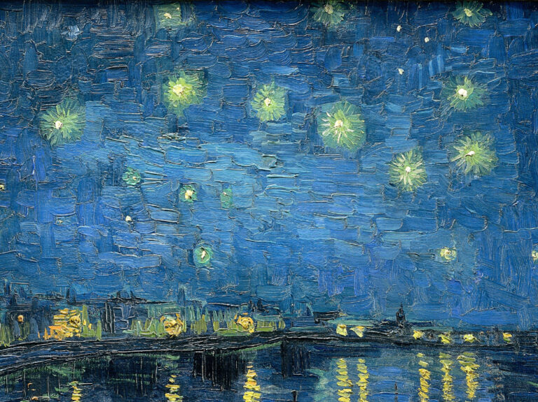 フィンセント・ファン・ゴッホ《ローヌ川の星月夜》（部分）