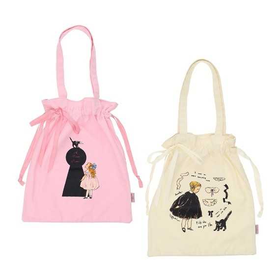 リボン付き巾着トートバッグ くらはしれい展オリジナルグッズ