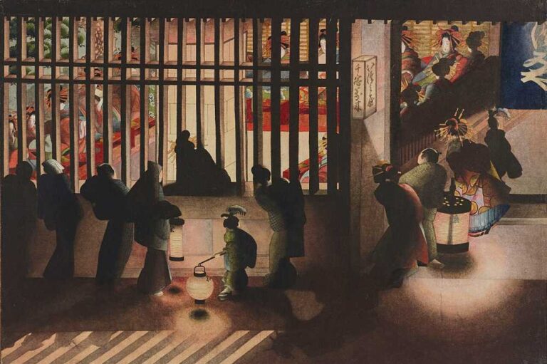葛飾応為《吉原格子先之図》