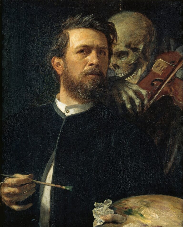 アルノルト・ベックリン《死神のいる自画像》（1872年）