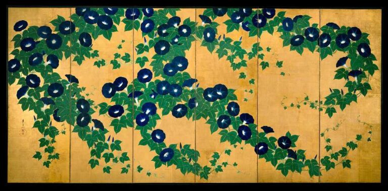 『朝顔図屏風』左隻（鈴木其一）