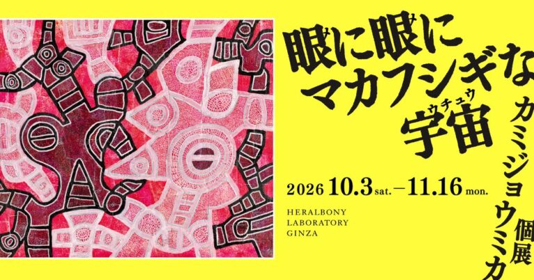 「眼に眼にマカフシギな宇宙」カミジョウミカ個展キービジュアル
