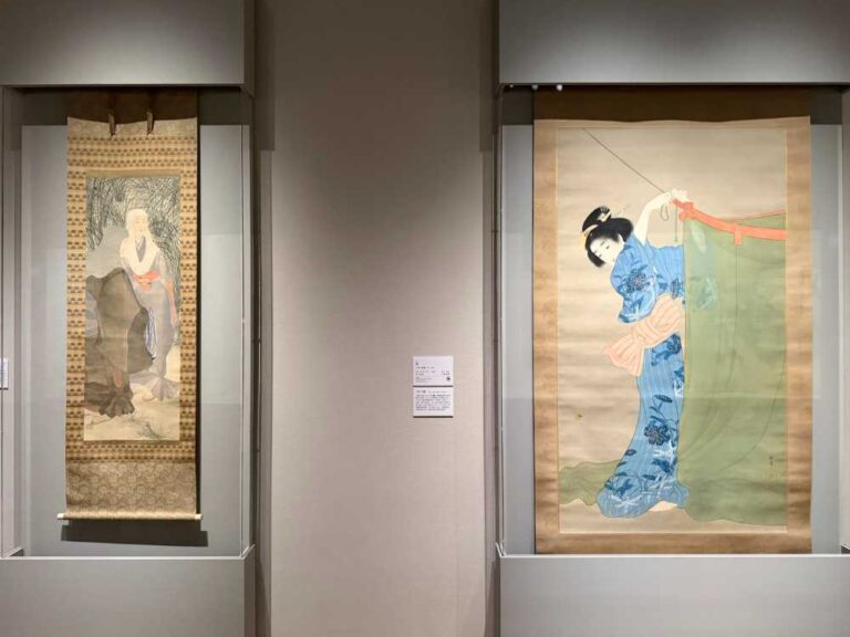 上村松園《蛍》　1913（大正2）年　左：今村紫紅（いまむらしこう）《大原の奥》　1909（明治42）年